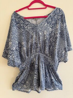 Almost Famous Blue Floral Peasant Blouse